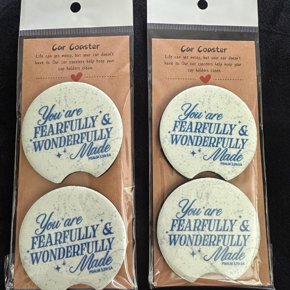 Inspirational Car Coaster Set - Blue Text